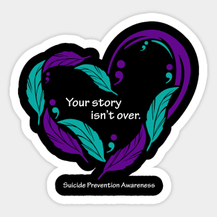 Suicide prevention heart, white type Sticker